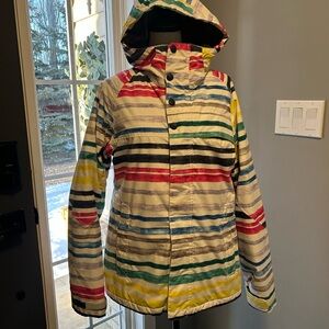 Burton Hooded Ski/Winter Jacket - Multicolor Stripes